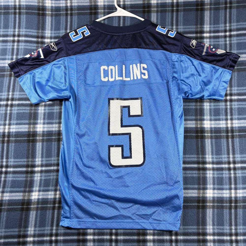Reebok Tennessee Titans Kerry Collins 5 NFL Jersey Youth Medium Blue Navy